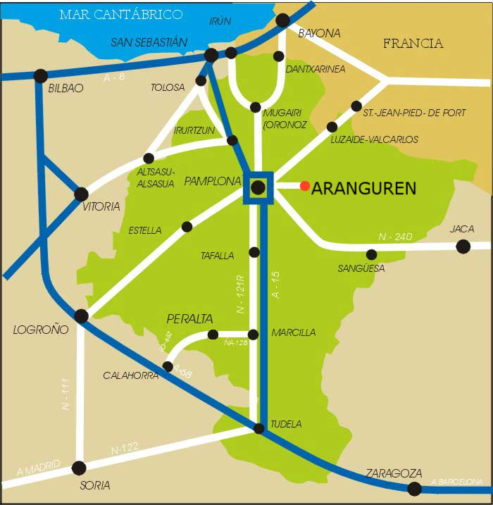 Ubicaci&oacute;n de Aranguren en Navarra